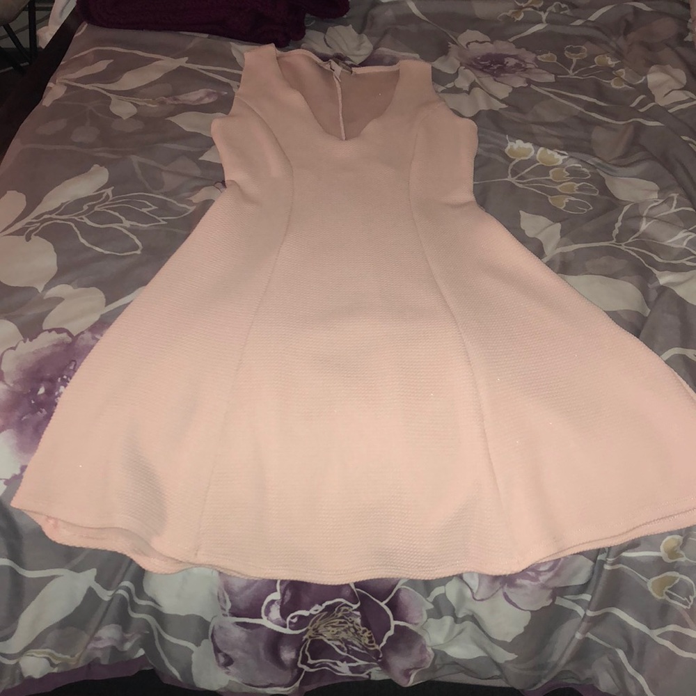Light pink v-neck skater dress